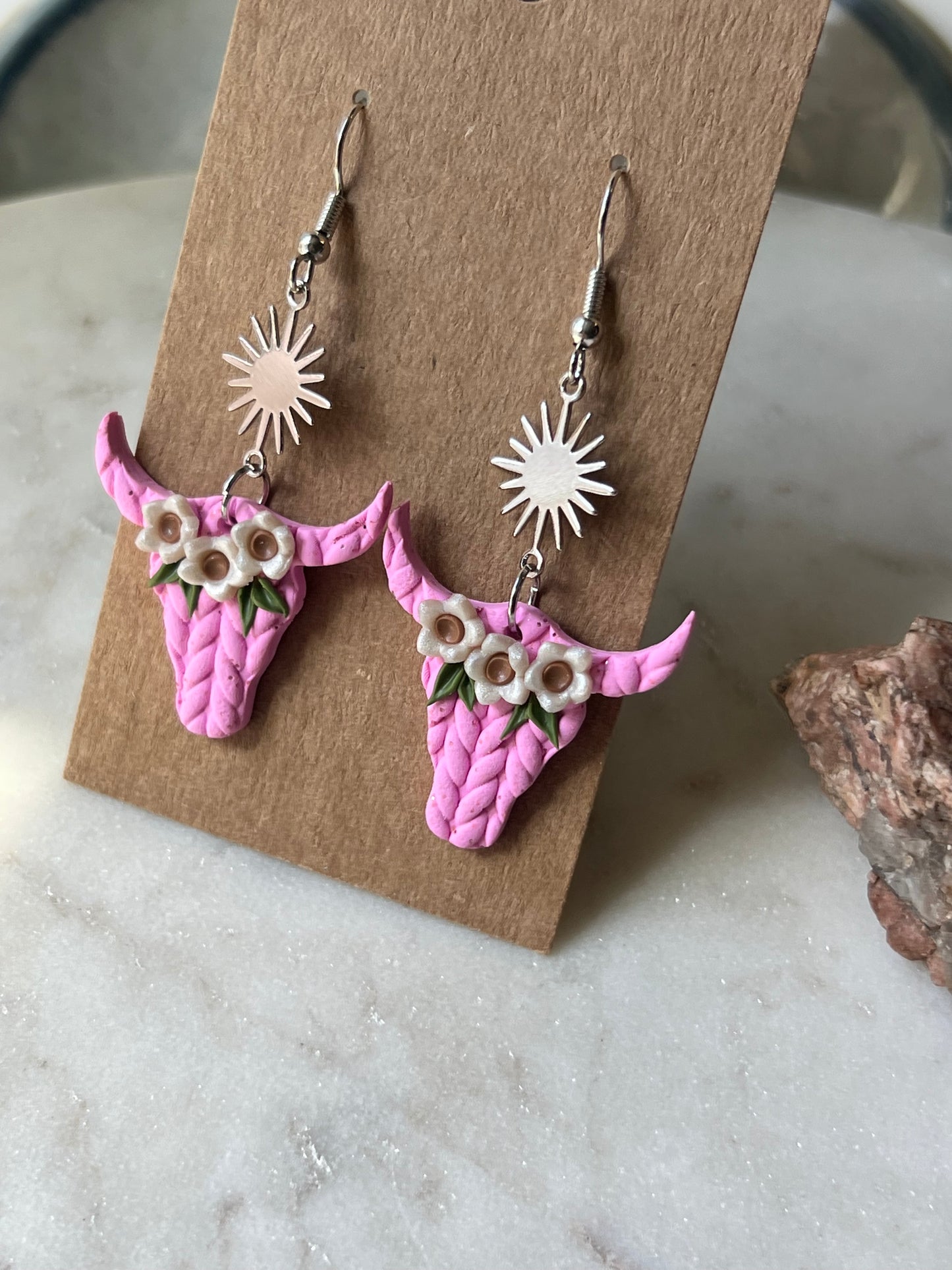 Pink floral long horns